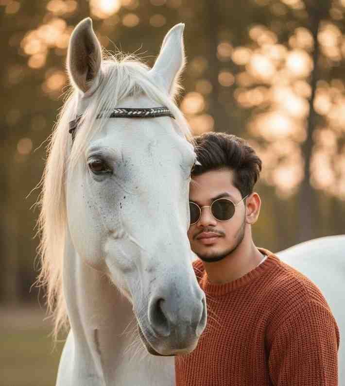 8K HD realistic boy horse ai image prompt