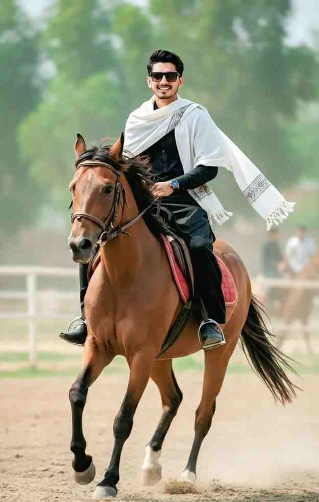 Viral boy riding horse ai photo prompt copy paste