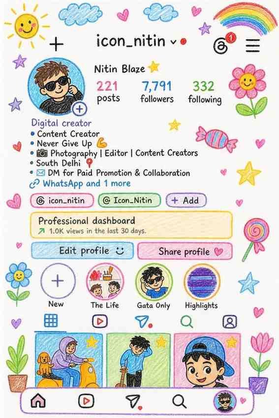 Instagram Profile Cartoon Style PROMPT