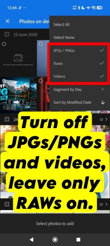 Step 4 Select RAW option to find DNG files easily