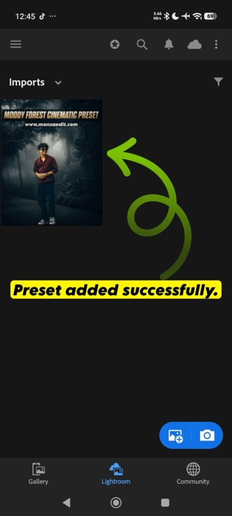 Step 6 Preset successfully added to Lightroom Mobile