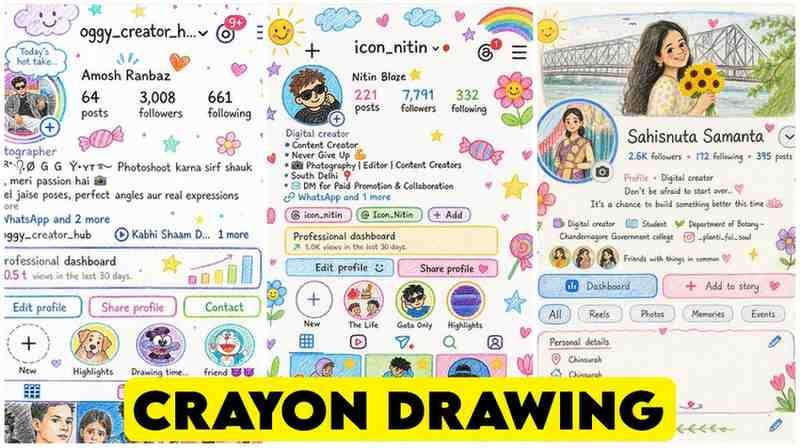 crayon drawing instagram profile photo editing
