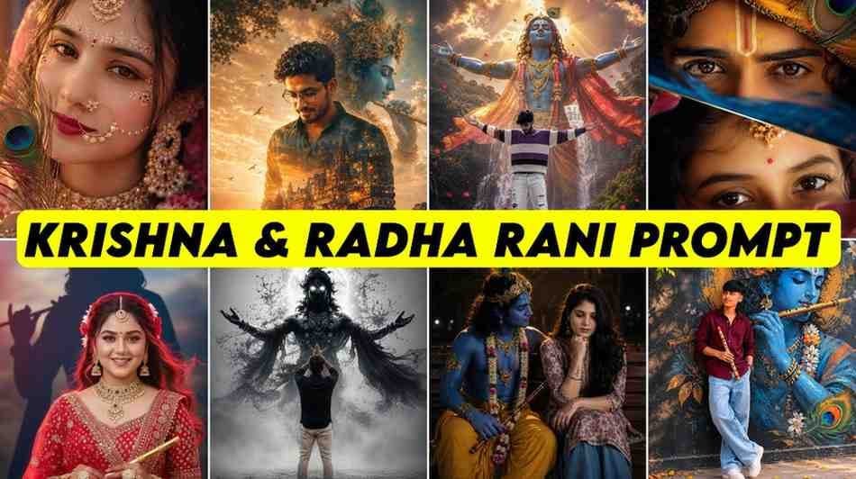 Radha Krishna & Radha Rani AI photo Prompt
